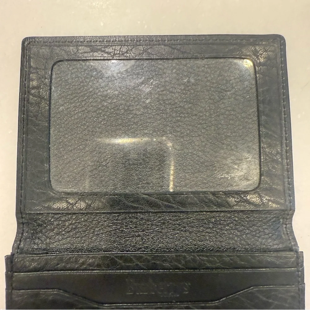 Burberry Unisex Bi-fold Wallet / Card Holder Embossed Black Leather W/ COA